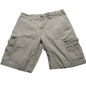 Eddie Bauer Mens Cargo Shorts 34 Khaki Stretch 100% Cotton Pocket Pockets